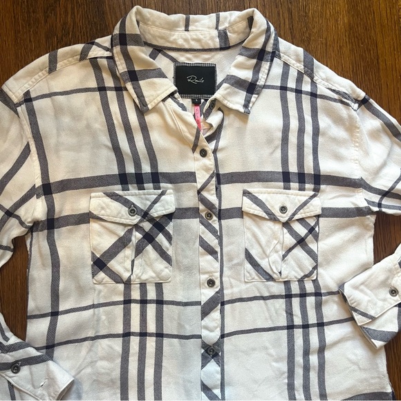 Rails Tops - Rails Free People shirt S white blue plaid Hunter soft beachy